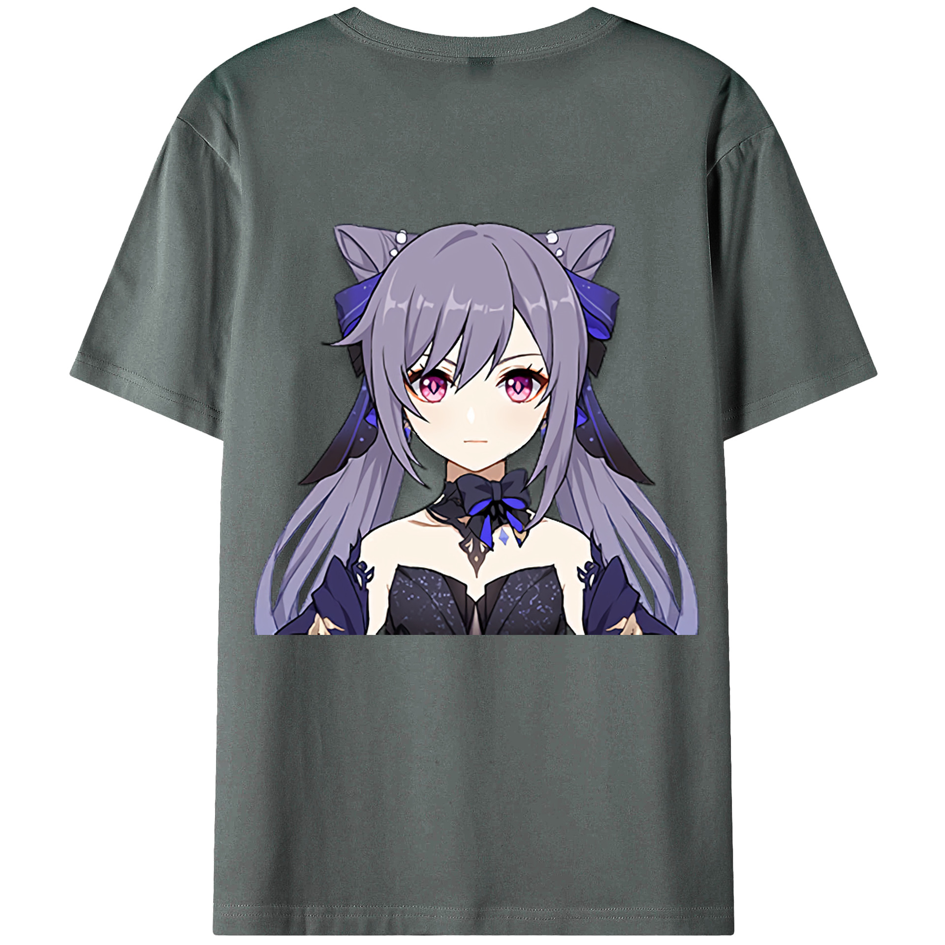 げんし神 刻晴 こくせい genshin Kokusei 綿100％ メンズ半袖Tシャツ（バックプリント） 通気性